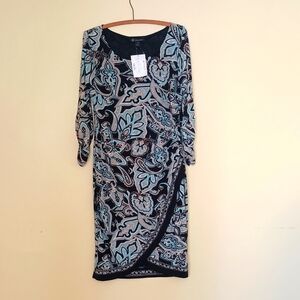 3/4 Sleeve Paisley Shift Dress